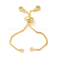 Rack Plating Adjustable Brass Box Chain Slider Bracelet Making, with Lobster Claw Clasps and Silicone Beads, Long-Lasting Plated, Cadmium Free & Lead Free, Golden, 6x0.1cm, Hole: 1.6mm(KK-M285-03G)