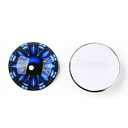 Glass Cabochons, Half Round with Eye, Kaleidoscope, Blue, 20x6.5mm(GGLA-T004-06G)