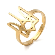 Star of David 304 Stainless Steel Adjustable Rings for Unisex, Golden, Inner Diameter: 18mm(RJEW-F163-03G)