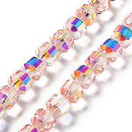 Electroplate Rondelle Glass Beads Strands, AB Color Plated, Faceted, Pearl Pink, 7.5x7mm, Hole: 1.4mm, about 70pcs/strand, 19.69''(50cm).(EGLA-A036-09A-AB02)