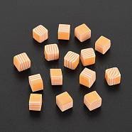 Handmade Polymer Clay Beads, No Hole, Cube, PeachPuff, 5~5.5x5~5.5x4~5mm, about 5500pcs/1000g(CLAY-N006-93I)