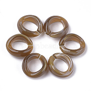 Acrylic Linking Rings, Quick Link Connectors, For Jewelry Chains Making, Imitation Gemstone Style, Ring, Camel, 19.5x18x8mm, Hole: 11.5x10.5mm, about 420pcs/500g(OACR-S021-24E)
