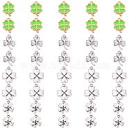 SUNNYCLUE Alloy Pendants, Clover, Antique Silver, 40pcs/box(PALLOY-SC0002-20AS)