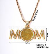 Simple and Stylish European and American Alloy Word Mom Pendant Necklace for Women, Golden, 22.83 inch(58cm)(LU8989-1)