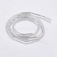 Electroplate Non-magnetic Synthetic Hematite Bead Strands, Column, Platinum Plated, 1x1.5mm, Hole: 0.1mm, about 400pcs/strand, 16 inch(G-K237-08M)