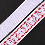 Baseball Pattern Heat Transfer Polyester Ribbons, Flat, White, 7/8 inch(22mm), about 49.21 Yards(45m)/Roll(OCOR-WH0066-65A)