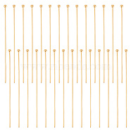 100Pcs Brass Ball Head Pins, Real 18K Gold Plated, 22 Gauge, 45x0.6mm, Head: 1.8mm(KK-BBC0011-51G)