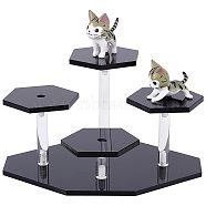 4-Tier Acrylic Model Toy Assembled Holders, Action Figure Hexagon Display Risers, with Screws and Screwdriver, Black, Finished Product:: 18x12.5x10cm, about 18pcs/set(ODIS-WH0034-05B)