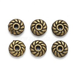 Tibetan Style Alloy Spacer Beads, Flat Round, Cadmium Free & Nickel Free & Lead Free, Antique Bronze, 6x6x2mm, Hole: 1mm(MLF10764Y-NF)
