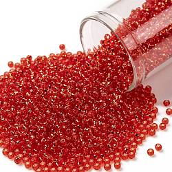 TOHO 11/0 Round Beads, Japanese Seed Beads, (25) Silver Lined Light Siam Ruby, 11/0, 2.2mm, Hole: 0.8mm, about 1110pcs/10g(X-SEED-TR11-0025)