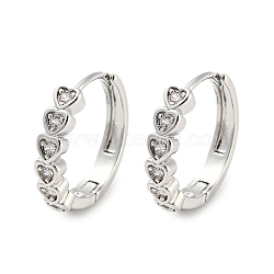 Brass with Cubic Zirconia Hoop Earrings, Heart, Platinum, 18x4mm(EJEW-G363-10P)