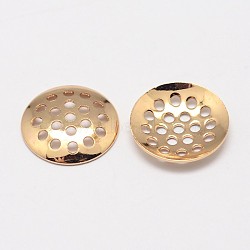 Grade AAA Brass Sieve Ring Settings, Cadmium Free & Nickel Free & Lead Free, Real 18K Gold Plated, 12x2mm, Hole: 1mm(X-KK-O093-33-NR)