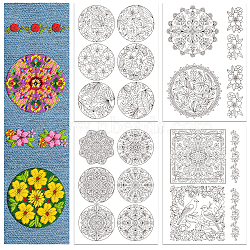 4 Sheets 11.6x8.2 Inch Stick and Stitch Embroidery Patterns, Non-woven Fabrics Water Soluble Embroidery Stabilizers, Floral, 297x210mmm(DIY-WH0455-139)