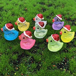 Luminous Resin Christmas Theme Duck Ornament, Glow in the Dark, Mixed Color, 15mm(LUMI-PW0006-24)