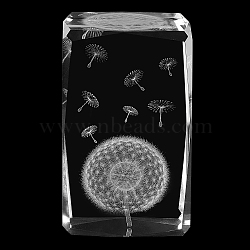 Transparent Glass Display Decorations, Rectangle with Dandelion, Clear, 8x5x5cm(DJEW-WH0010-39)