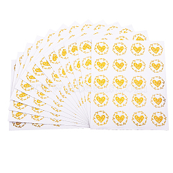 20Pcs Valentine's Day Round Dot Plastic Adhesive Stickers, Waterproof Gold Stamping Heart Decals, Gold, 180x142x0.2mm(STIC-WH0004-16)