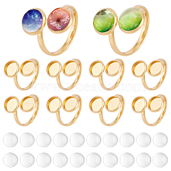 DIY Dome Stainless Steel Cuff Ring Jewelry Making Kit, Real 18K Gold Plated, US Size 6 1/4(16.7mm), Tray: 8mm(DIY-UN0006-67)