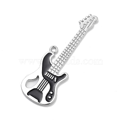 Alloy Enamel Big Pendants, Stainless Steel Color, Guitar, 66x23x2mm, Hole: 3mm(FIND-M078-04A-P)