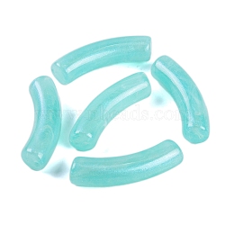 Acrylic Bead, with Glitter Powder, Tube, Medium Aquamarine, 33x11x8mm, Hole: 2mm, 279pcs/500g(OACR-H120-03B)