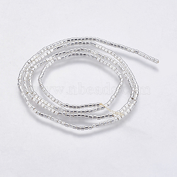 Electroplate Non-magnetic Synthetic Hematite Bead Strands, Column, Platinum Plated, 1x1.5mm, Hole: 0.1mm, about 400pcs/strand, 16 inch(G-K237-08M)