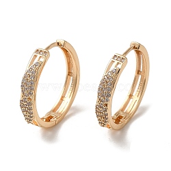 Brass Micro Pave Cubic Zirconia Hoop Earrings, Wing, Light Gold, 24.5x26x4.5mm(EJEW-M238-66KCG)