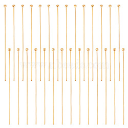100Pcs Brass Ball Head Pins, Real 18K Gold Plated, 22 Gauge, 45x0.6mm, Head: 1.8mm(KK-BBC0011-51G)