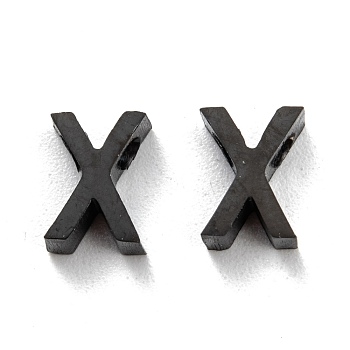 304 Stainless Steel Charms, Alphabet, Electrophoresis Black, Letter.X, 8x6x3mm, Hole: 1.8mm