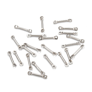 304 Stainless Steel Link Connectors, Rectangle, Stainless Steel Color, 12x2.5x1.2mm, Hole: 1.2mm