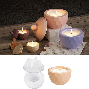 Faceted Hexagon DIY Candle Cup Silicone Molds, Storage Box Molds, Resin Plaster Cement Casting Molds, Clear, 7.8x4.5cm, Inner Diameter: 5.8cm