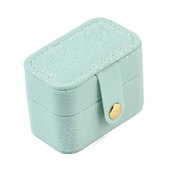 Imitation Leather Ring Organizer Storage Cases, Rectangle, Aquamarine, 6x4x4.5cm