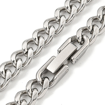 Non-Tarnish 201 Stainless Steel Cuban Link Chain Necklaces for Women and Men, Stainless Steel Color, 20.08 inch(51cm)