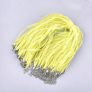 Waxed Cord and Organza Ribbon Necklace Making, with Iron Lobster Claw Clasps, Platinum, Yellow, 17.6 inch~17.8 inch(45~455cm), 7mm
