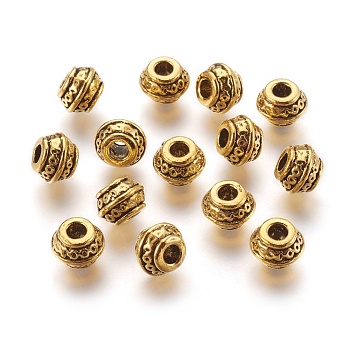 Tibetan Style Spacer Beads, Zinc Alloy Spacer Beads, Antique Golden Color, Lead Free & Nickel Free & Cadmium Free, about 9x7mm, Hole: 3.5mm.