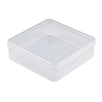 Plastic Bead Containers with Hinged Lid, Square, Clear, 11.5x11.3x3.55cm, Inner Size: 11x11cm.