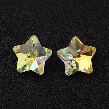 Star Faceted K9 Glass Charms, Imitation Austrian Crystal, Clear, 13.5x13.5x8mm, Hole: 1mm