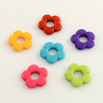 Opaque Acrylic Flower Bead Frames, Mixed Color, 20x4mm, Hole: 2mm, Inner diameter: 7mm