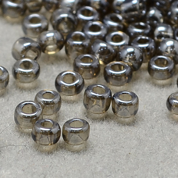 8/0 Grade A Round Glass Seed Beads, Transparent Colours Lustered, Dark Gray, 8/0, 3x2mm, Hole: 1mm, about 10000pcs/pound