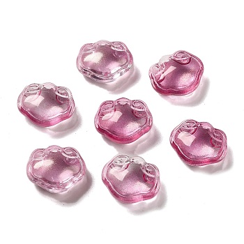 Transparent Glass Beads, Lock, Old Rose, 14x16x7mm, Hole: 1.2mm