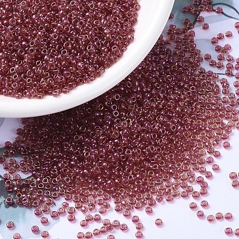 MIYUKI Round Rocailles Beads, Japanese Seed Beads, 11/0, (RR363) Light Cranberry Lined Topaz Luster, 11/0, 2x1.3mm, Hole: 0.8mm, about 5500pcs/50g