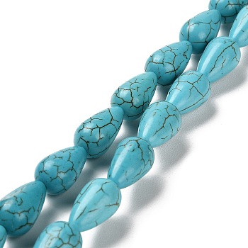 Synthetic Howlite Beads Strands, Dyed, Teardrop, 16x9mm, Hole: 1.2mm, about 320pcs/500g