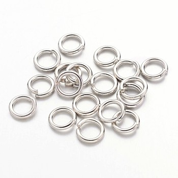 Jump Rings, Open Jump Rings, Brass, Cadmium Free & Nickel Free & Lead Free, Platinum, 6x1mm, 18 Gauge, Inner Diameter: 4mm, about 4900pcs/500g