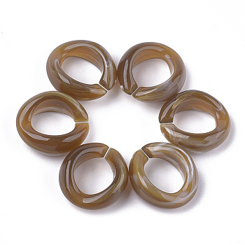 Acrylic Linking Rings, Quick Link Connectors, For Jewelry Chains Making, Imitation Gemstone Style, Ring, Camel, 19.5x18x8mm, Hole: 11.5x10.5mm, about 420pcs/500g