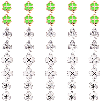 SUNNYCLUE Alloy Pendants, Clover, Antique Silver, 40pcs/box