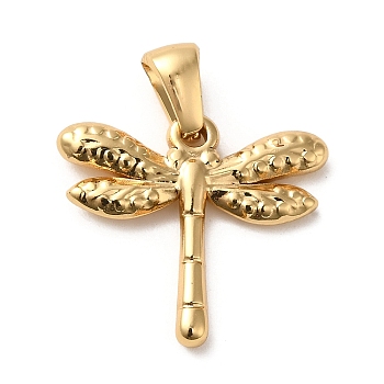 Golden Plated 304 Stainless Steel Pendants, Insect Theme Charms, Dragonfly, 18x20x2.8mm, Hole: 6x3mm