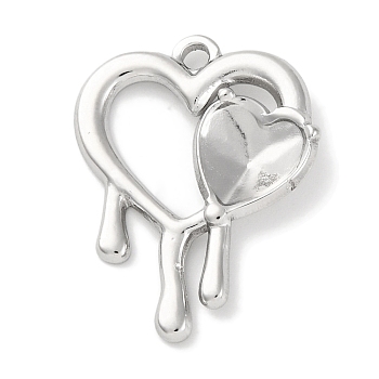 304 Stainless Steel Pendant Rhinestone Settings, Heart, Stainless Steel Color, 25x19.5x3mm, Hole: 1.8mm