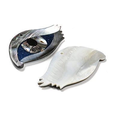 Natural Freshwater Shell & Black Lip Shell & Paua Shell & Natural White Shell Big Pendants(BSHE-G034-03)-2