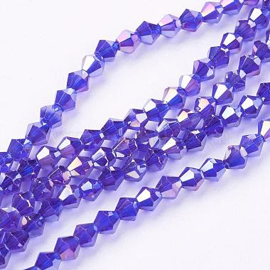 4mm Blue Bicone Electroplate Glass Beads