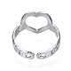 304 Stainless Steel Heart Open Cuff Ring(RJEW-T023-55P)-2