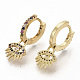 Brass Micro Pave Colorful Cubic Zirconia Dangle Hoop Earrings(EJEW-S208-075)-1