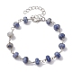 Natural Blue Spot Jasper Rondelle Beads Link Bracelets for Women(BJEW-JB10262-03)-1